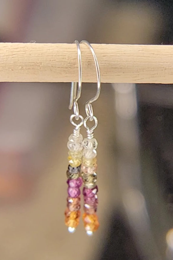 Dainty Tunduru Sapphire Gradient Earrings – Argentium Silver - NEW!