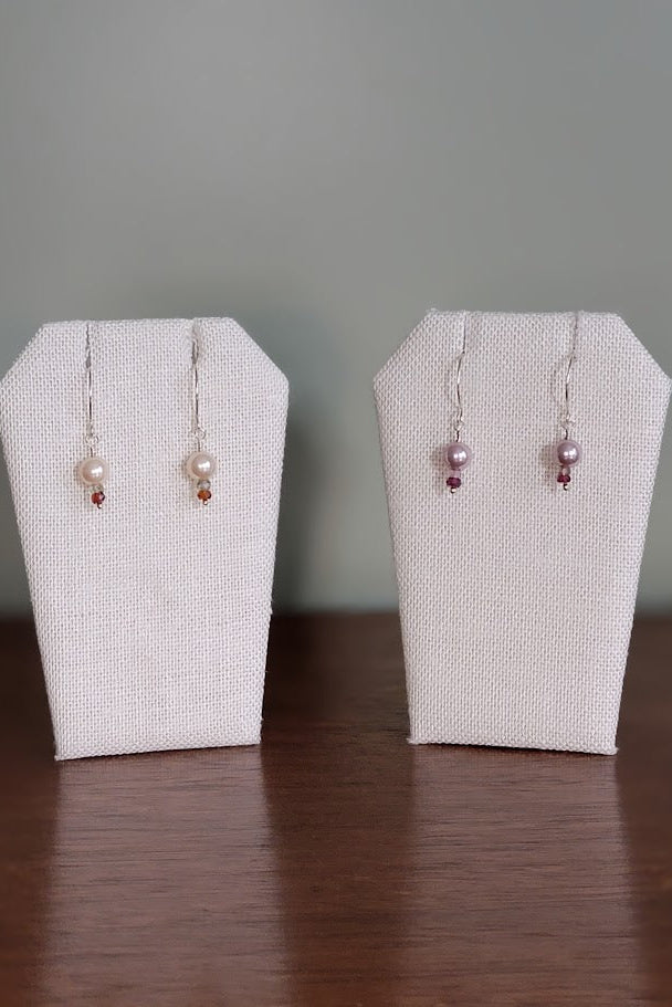 Mother of Pearl & Tunduru Sapphire Earrings – Argentium Silver (Violet & Champagne) - NEW!