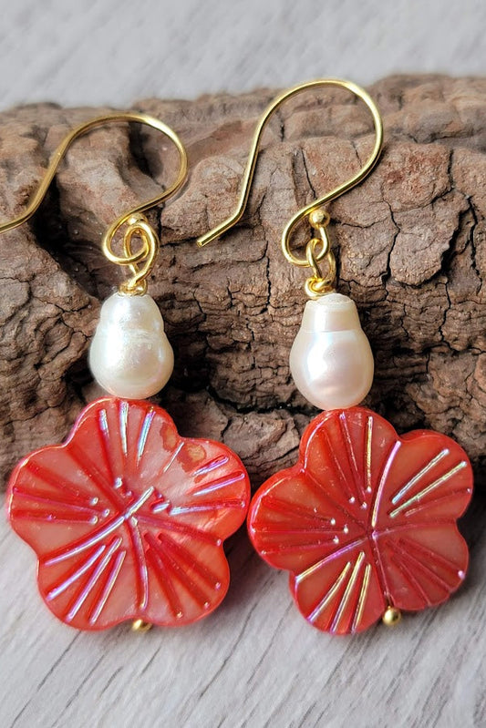 Petals & Pearls – Mother of Pearl Earrings - Gold Filled