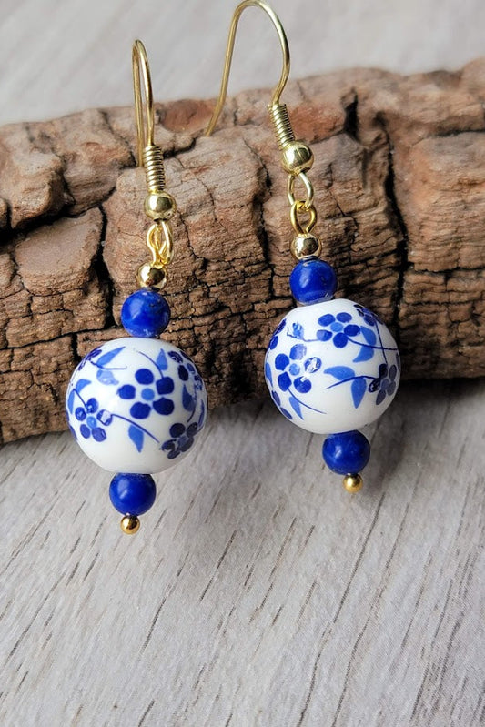 Harbor Porcelain – Blue Blossom Earrings (Classic & Petite)