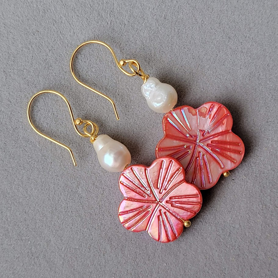 Petals & Pearls – Mother of Pearl Earrings - Gold Filled