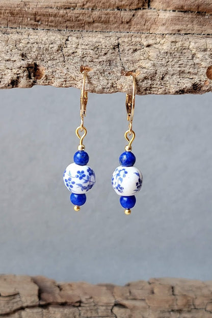 Harbor Porcelain – Blue Blossom Earrings (Classic & Petite)