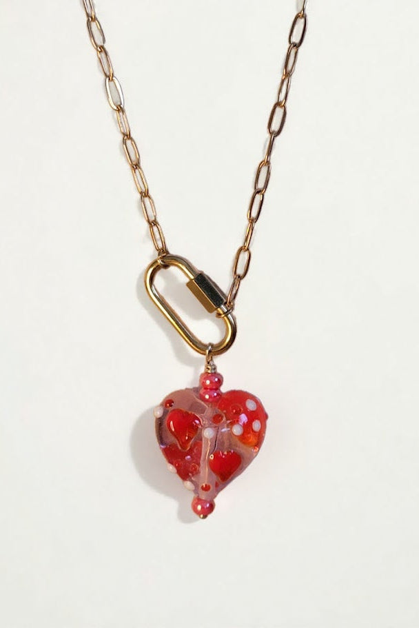 Glass Heart Pendant Necklace | Limited Edition Handcrafted - NEW! 1 Left