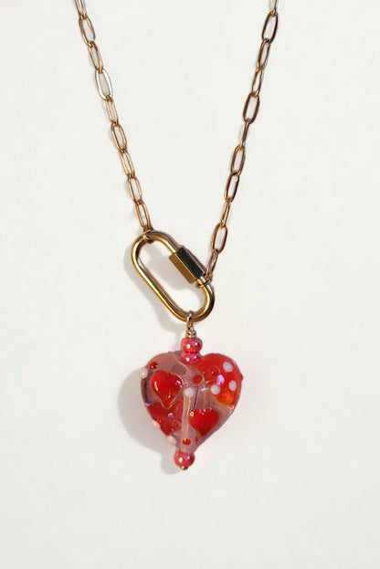 Glass Heart Pendant Necklace | Limited Edition Handcrafted - NEW! 1 Left