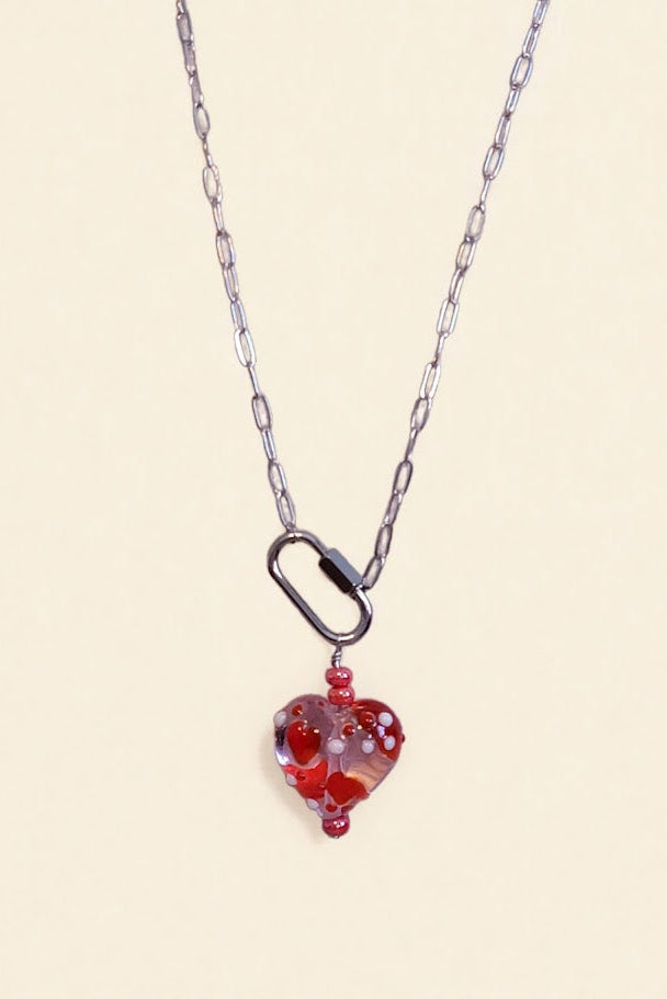 Glass Heart Pendant Necklace | Limited Edition Handcrafted - NEW! 1 Left