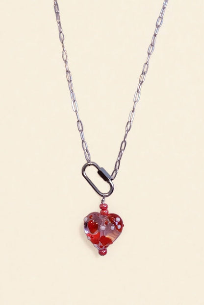 Glass Heart Pendant Necklace | Limited Edition Handcrafted - NEW! 1 Left