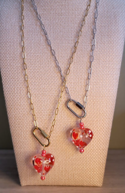 Glass Heart Pendant Necklace | Limited Edition Handcrafted - NEW! 1 Left