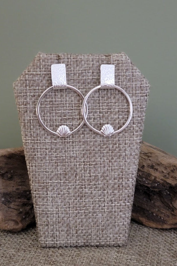 Hand-Forged Sterling Silver Shell Hoop Earrings