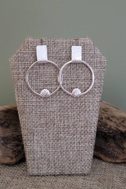 Hand-Forged Sterling Silver Shell Hoop Earrings