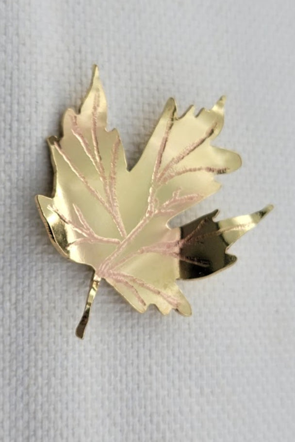 Hand-Forged Brass Maple Leaf Pin