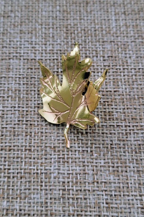 Hand-Forged Brass Maple Leaf Pin