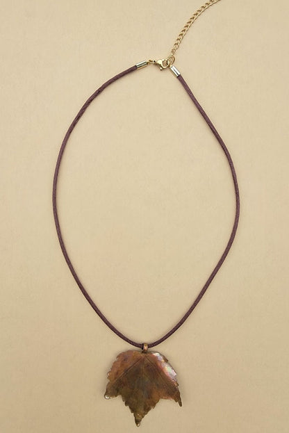 Hand-Forged Flame-Painted Copper Red Maple Leaf Necklace - Only 2 Available