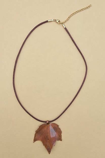 Hand-Forged Flame-Painted Copper Red Maple Leaf Necklace - Only 2 Available