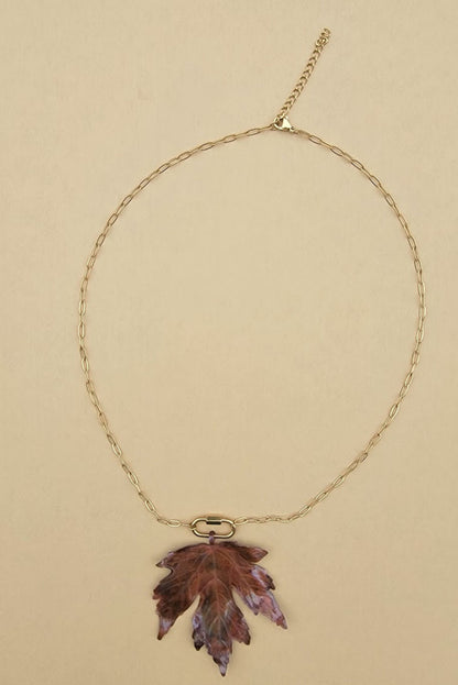 Hand-Forged Flame-Painted Copper Sugar Maple Leaf Necklace - Only 1