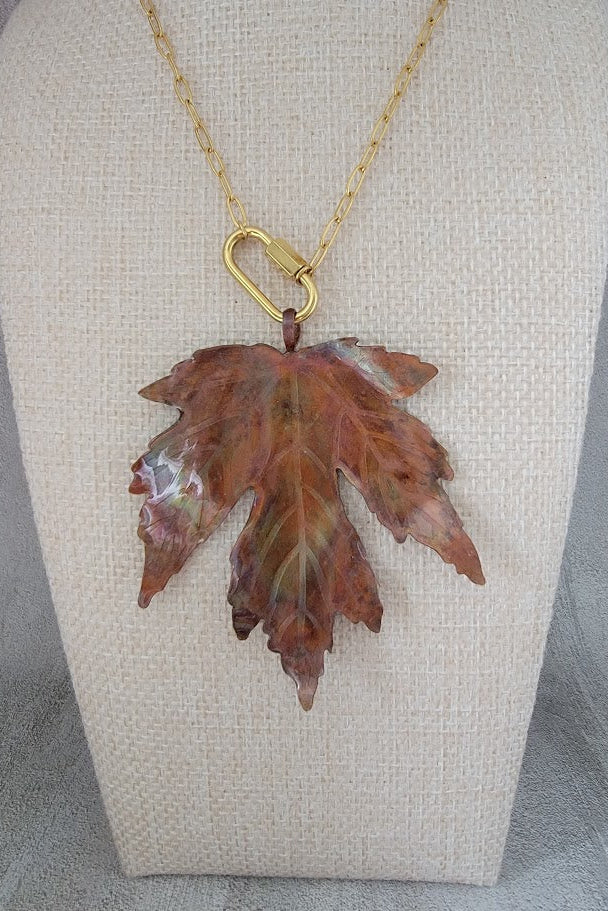 Hand-Forged Flame-Painted Copper Sugar Maple Leaf Necklace - Only 1