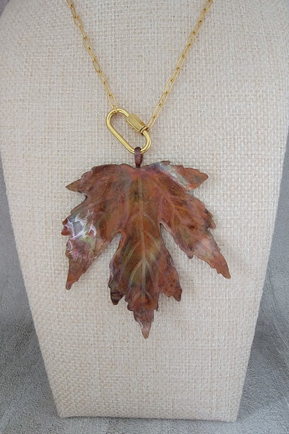 Hand-Forged Flame-Painted Copper Sugar Maple Leaf Necklace - Only 1